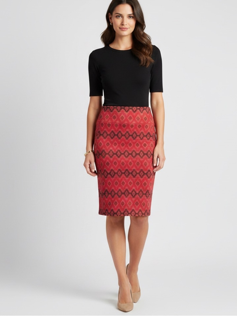 LuLaRoe Cassie Pencil Skirt NWT Orange Purple Southwest Print Size S
